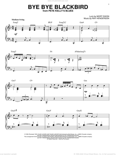 Bye Bye Blackbird [Jazz version] (arr. Brent Edstrom)