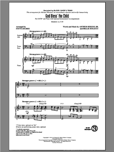 God Bless' The Child (arr. Steve Zegree)