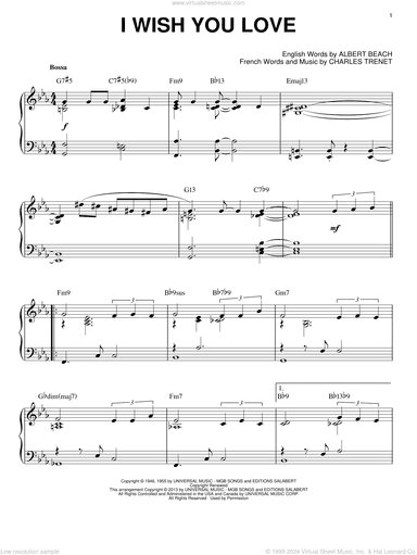 I Wish You Love [Jazz version] (arr. Brent Edstrom)