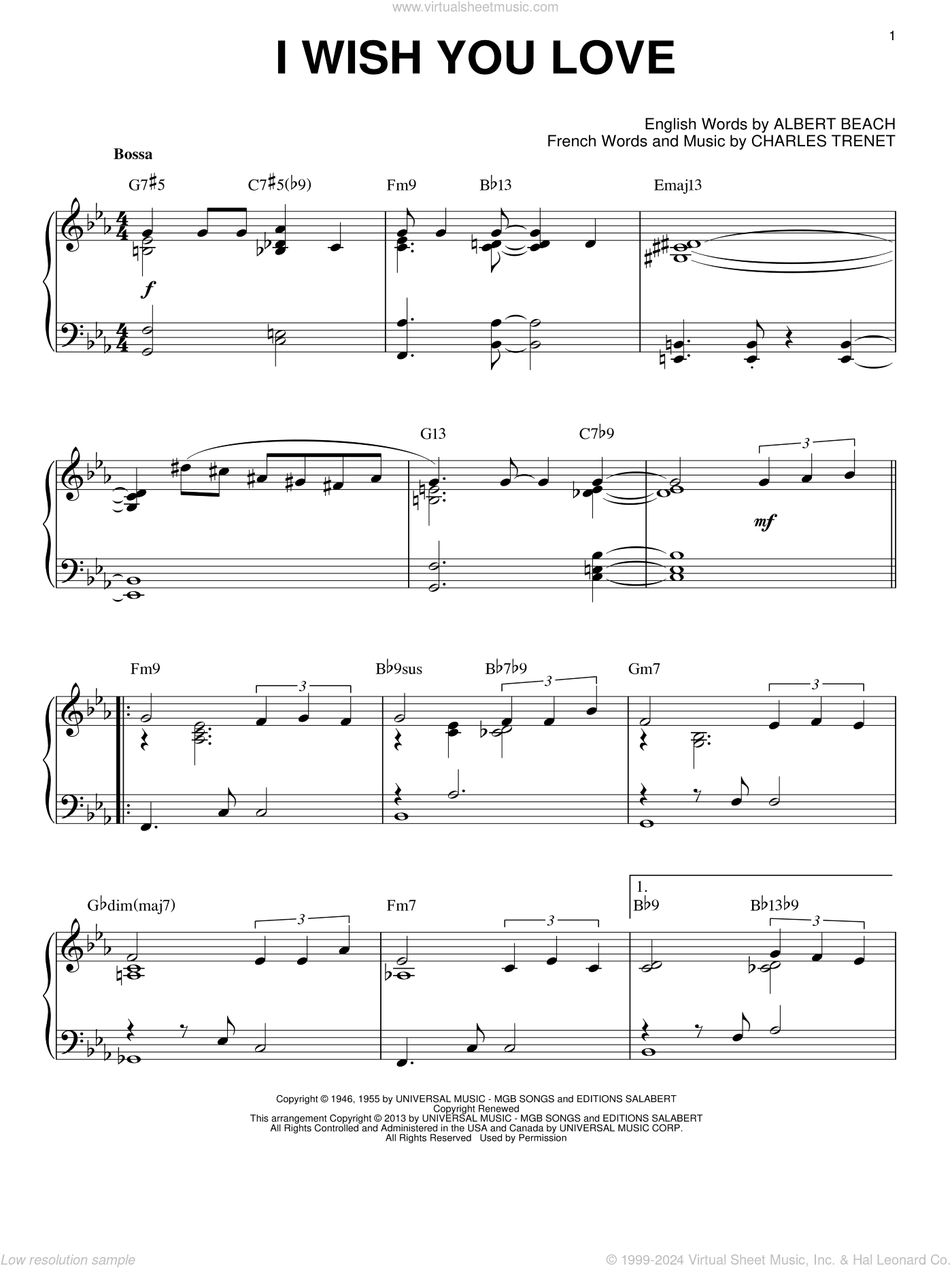I Wish You Love [Jazz version] (arr. Brent Edstrom)