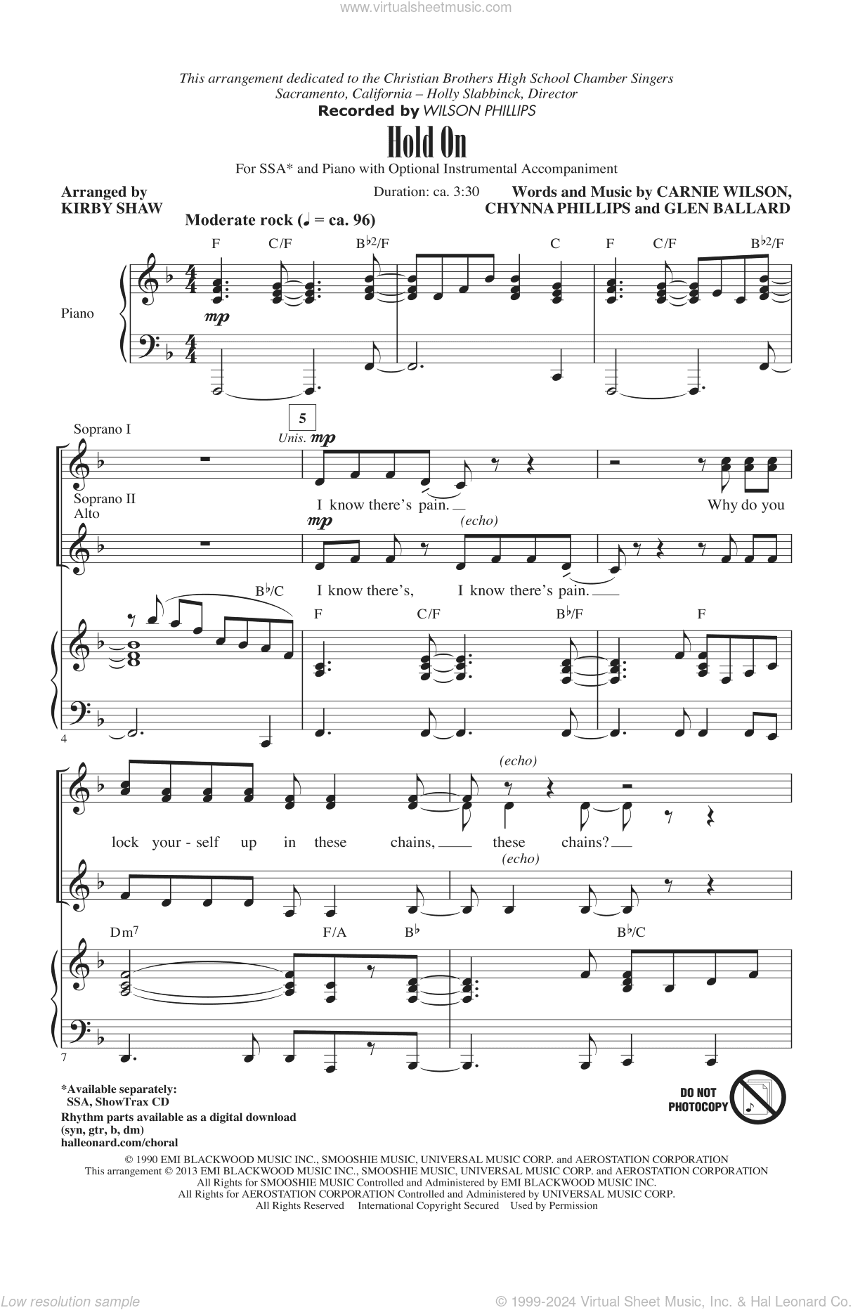 Hold On (arr. Kirby Shaw)