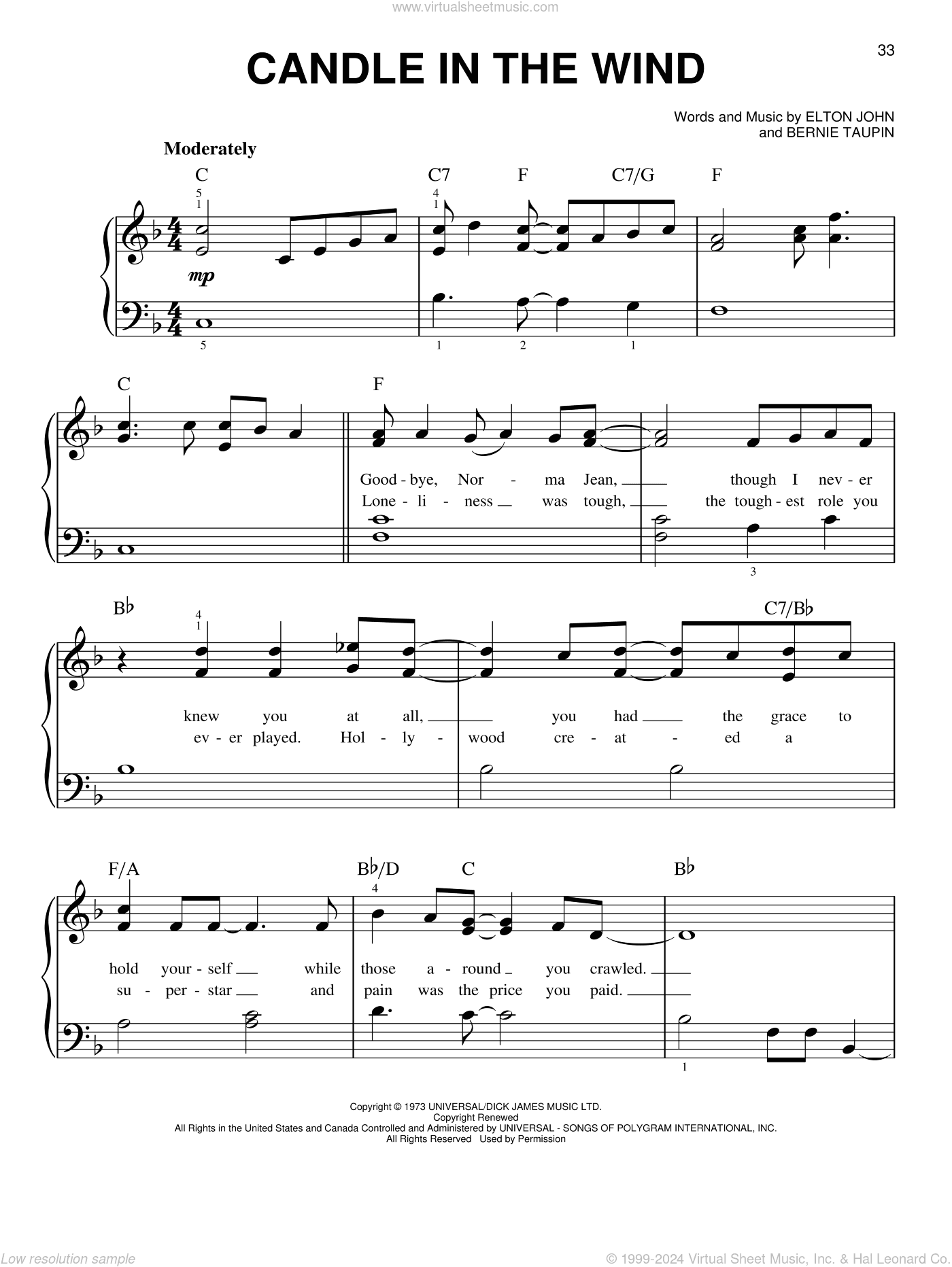Candle In The Wind, (easy)