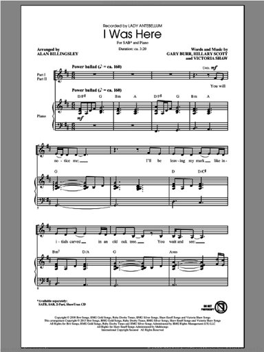 I Was Here (arr. Alan Billingsley)