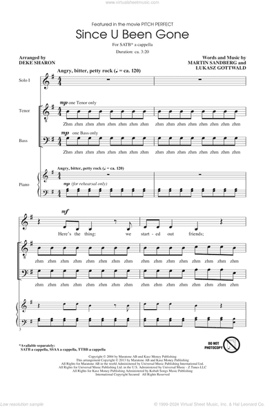Since U Been Gone (as performed in Pitch Perfect) (arr. Deke Sharon)