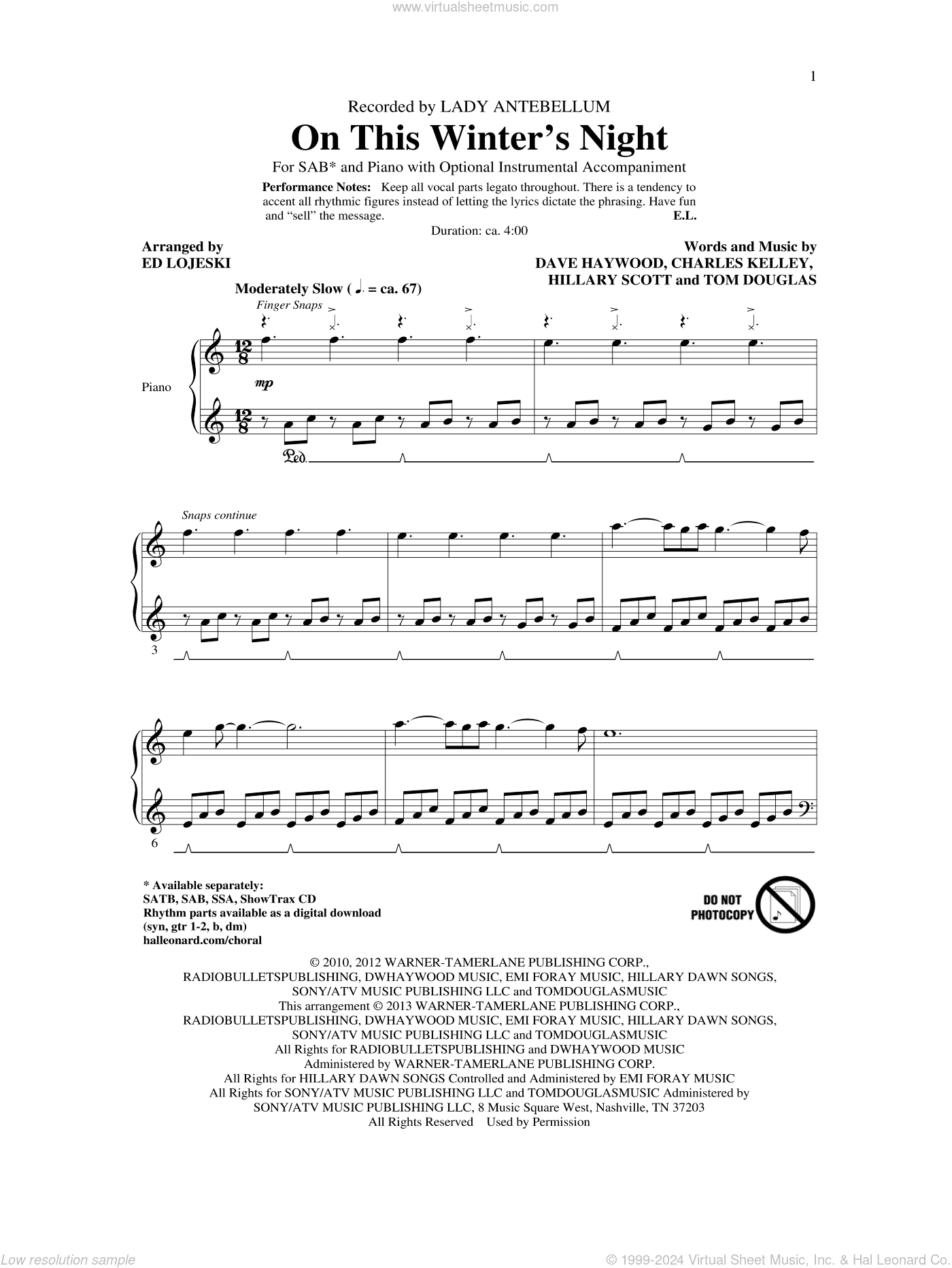 On This Winter's Night (arr. Ed Lojeski)