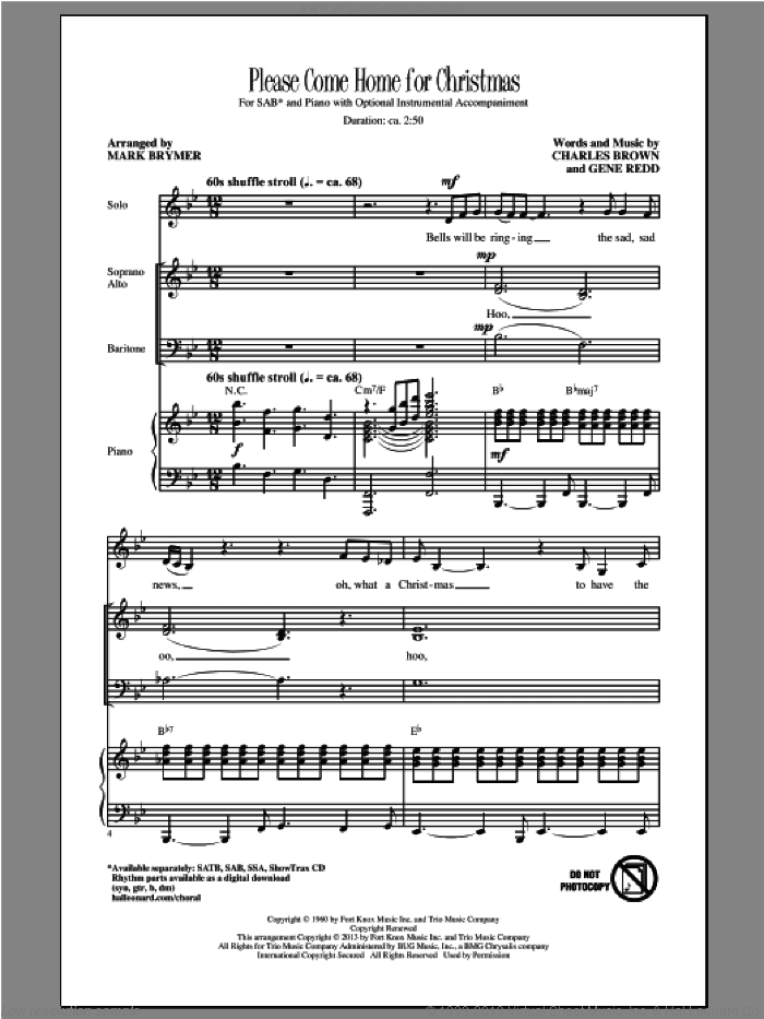 Please Come Home For Christmas (arr. Mark Brymer)