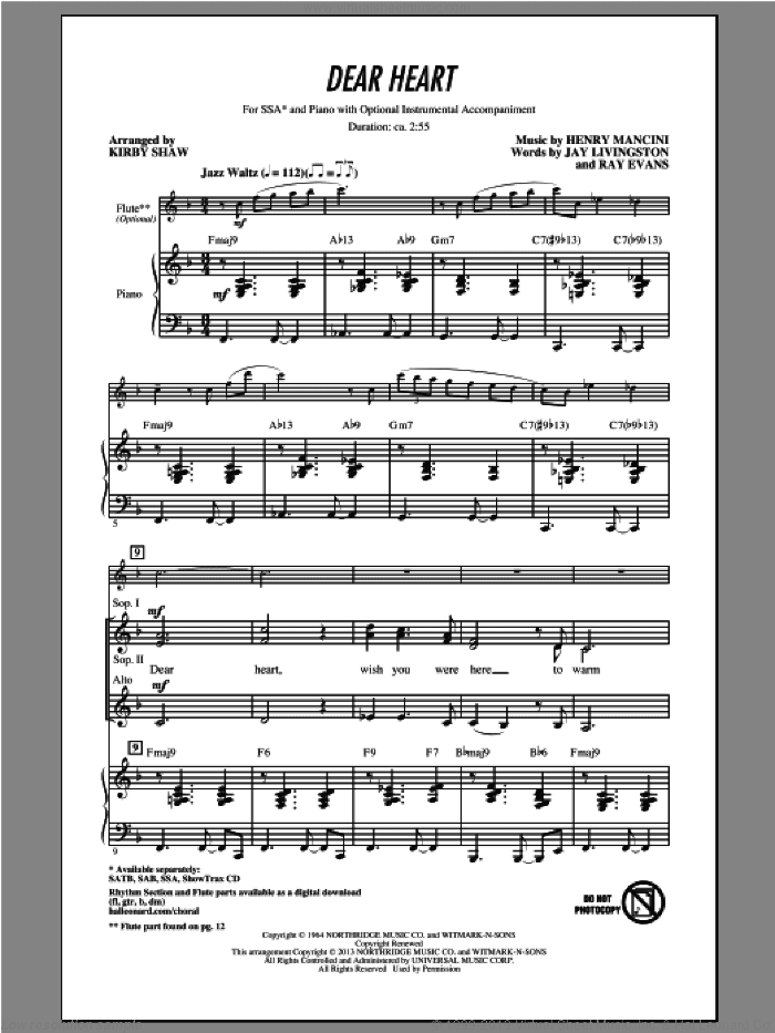 Dear Heart (arr. Kirby Shaw)