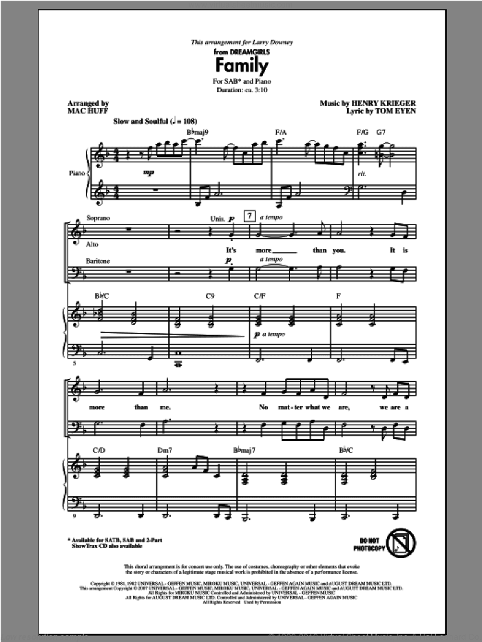 Family (from Dreamgirls) (arr. Mac Huff)
