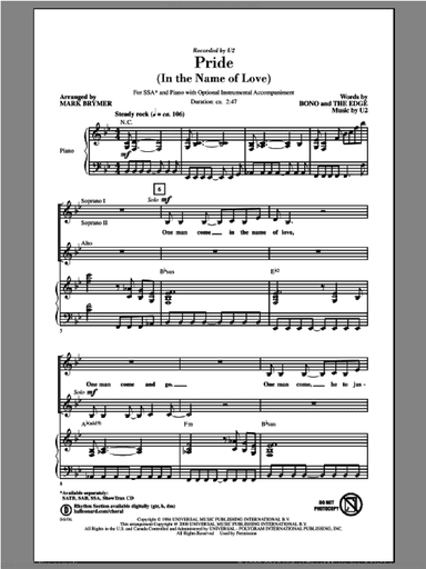 Pride (In The Name Of Love) (arr. Mark Brymer)