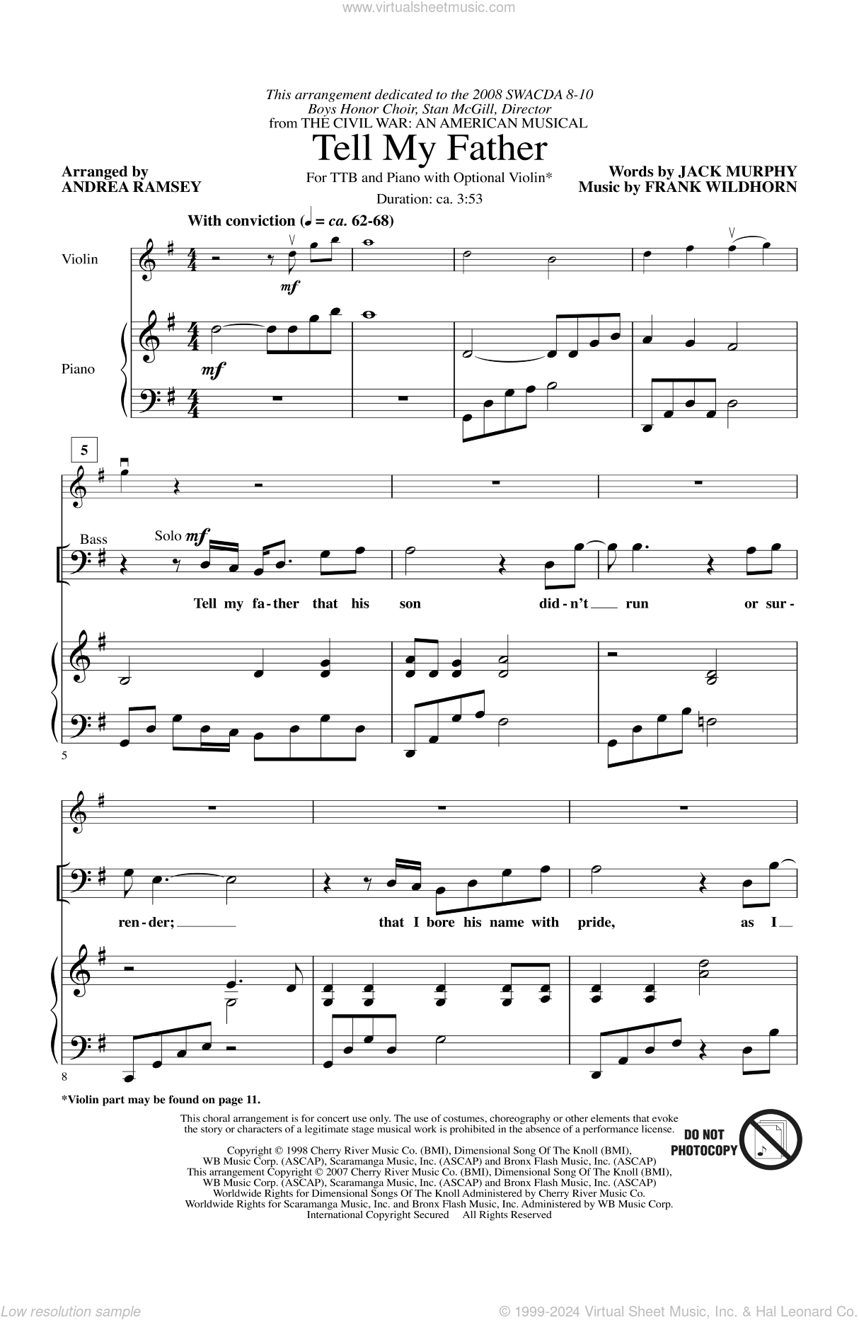 Tell My Father (from The Civil War: An American Musical) (arr. Andrea Ramsey)
