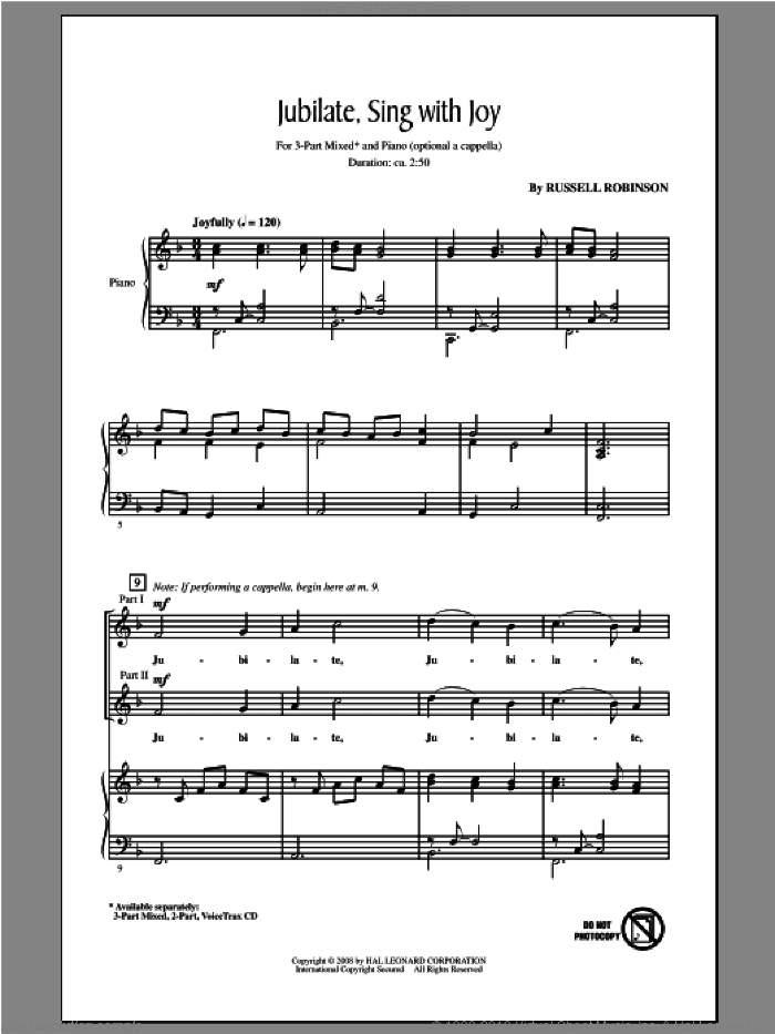 Jubilate, Sing With Joy