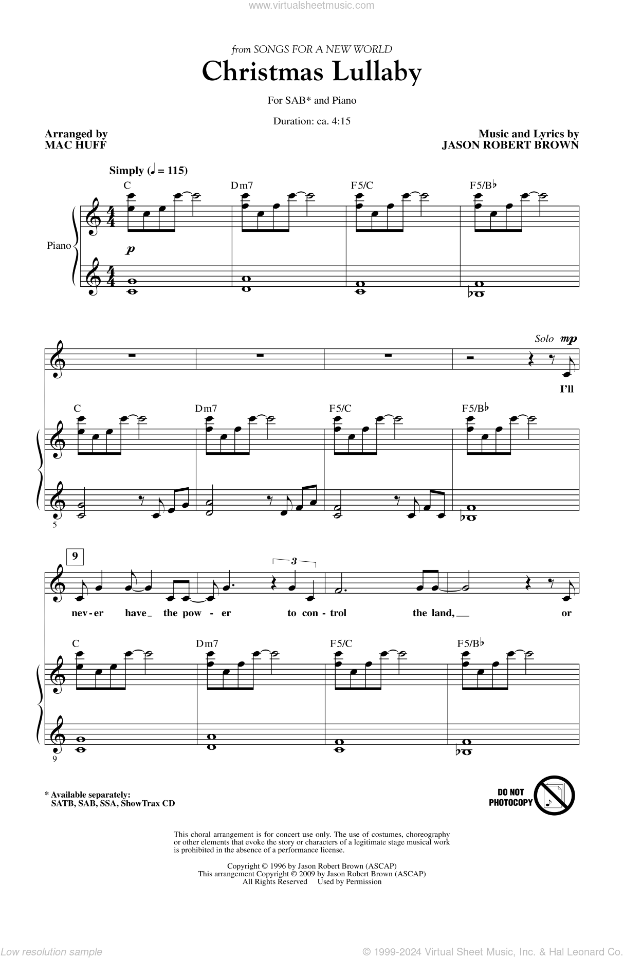 Christmas Lullaby (from Songs for a New World) (arr. Mac Huff)