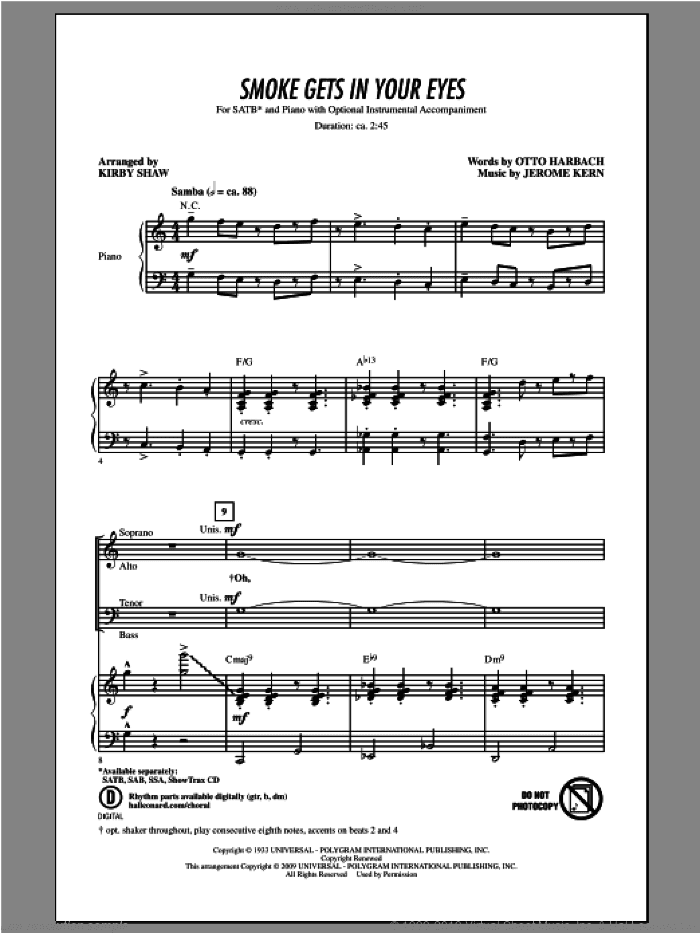 Smoke Gets In Your Eyes (arr. Kirby Shaw)
