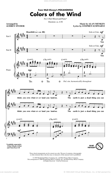 Colors Of The Wind (from Pocahontas) (arr. Audrey Snyder)