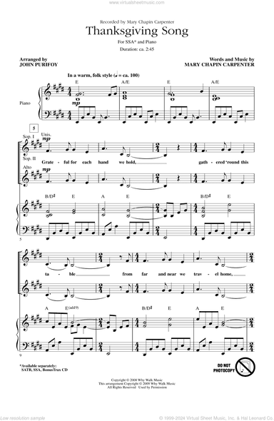 Thanksgiving Song (arr. John Purifoy)