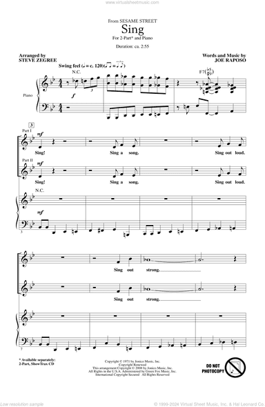 Sing (from Sesame Street) (arr. Steve Zegree)