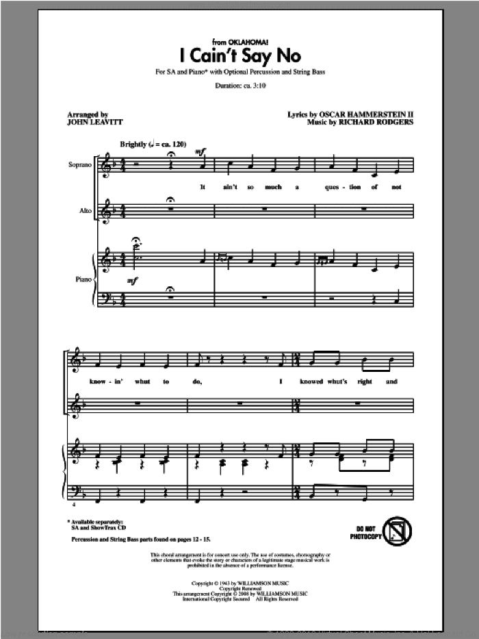 I Cain't Say No (from Oklahoma!) (arr. John Leavitt)