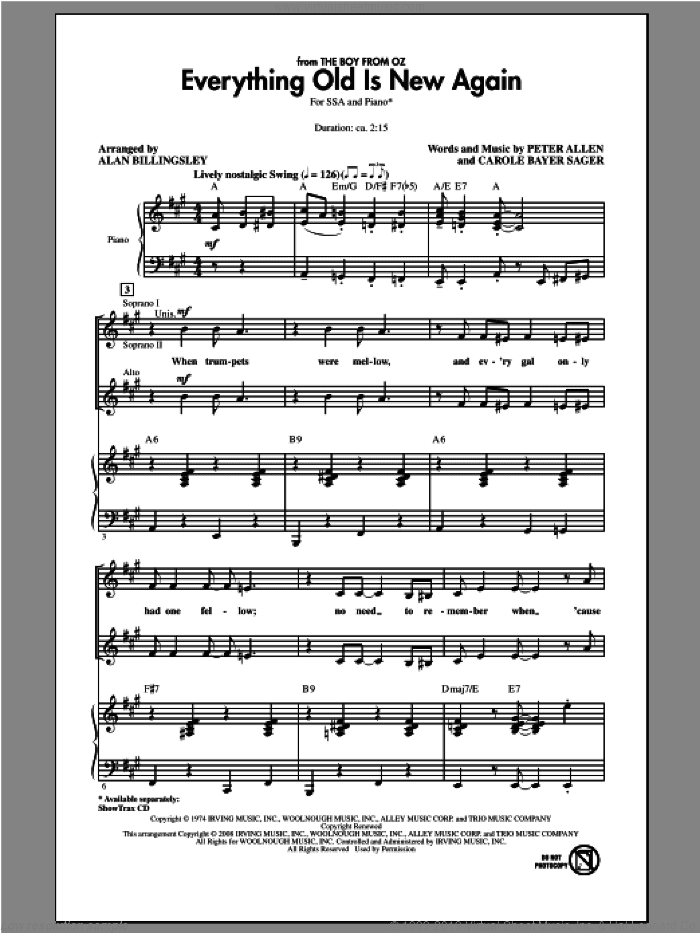 Everything Old Is New Again (from The Boy From Oz) (arr. Alan Billingsley)