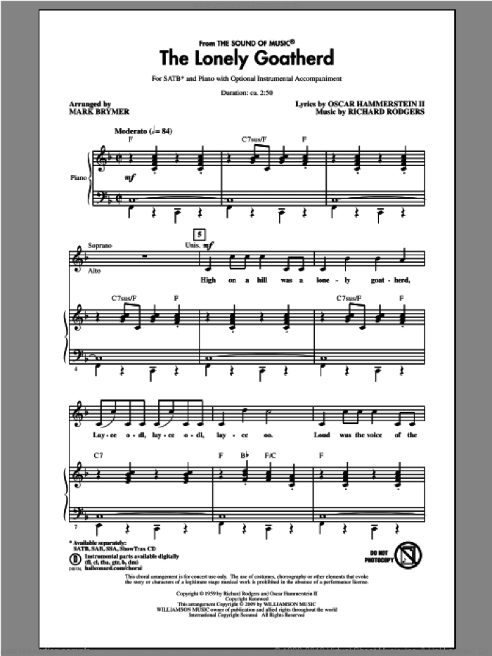 The Lonely Goatherd (from The Sound of Music) (arr. Mark Brymer)