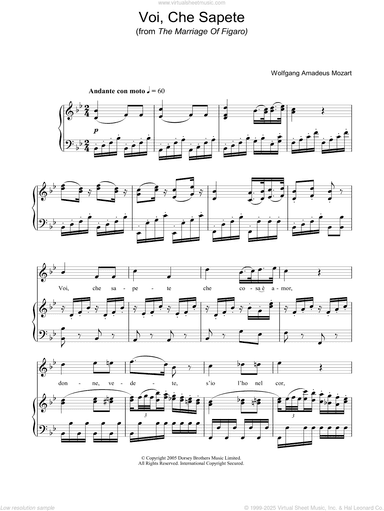 Voi Che Sapete (from The Marriage Of Figaro)