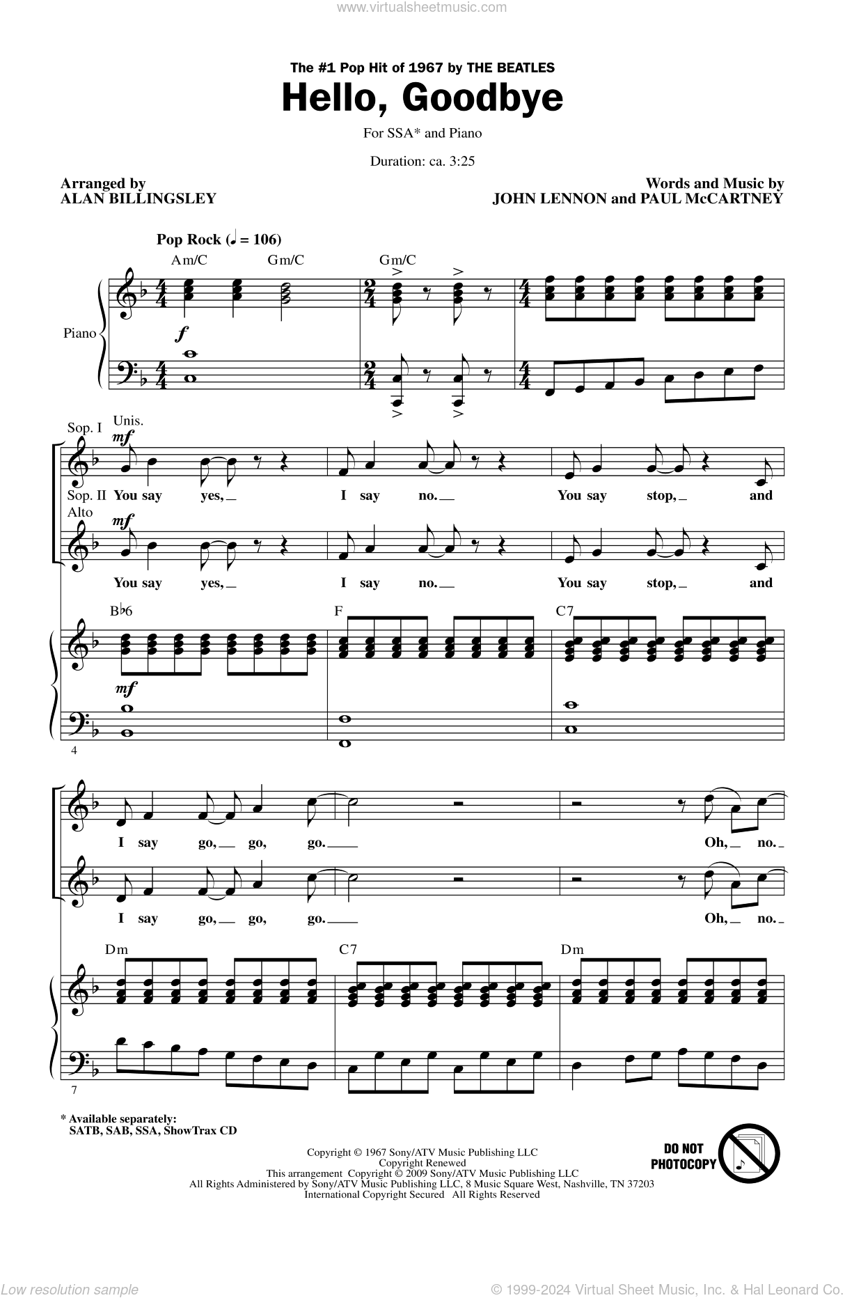 Hello, Goodbye (arr. Alan Billingsley)