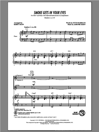 Smoke Gets In Your Eyes (arr. Kirby Shaw)