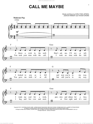 Call Me Maybe, (beginner)