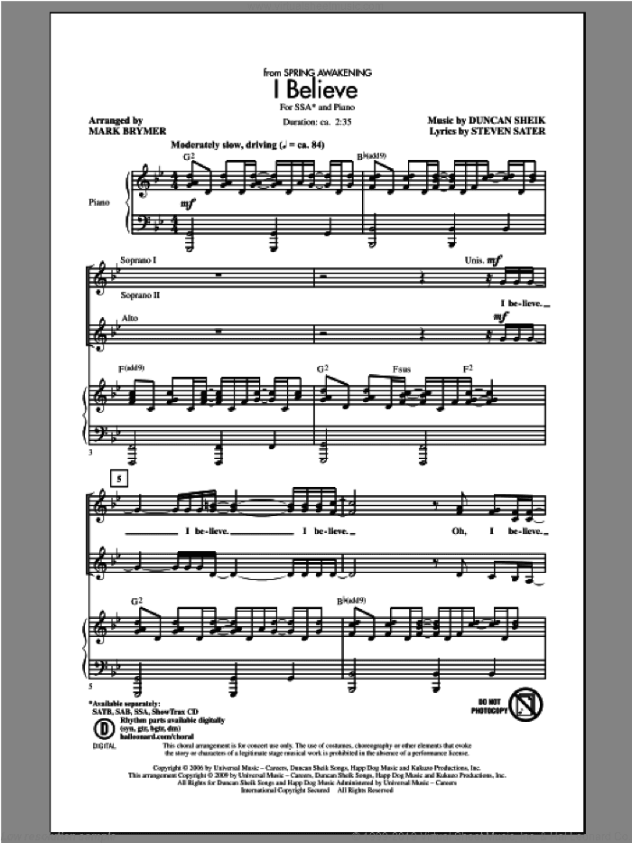I Believe (from Spring Awakening)