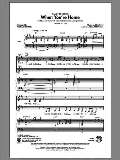 When You're Home (from In The Heights) (arr. Mark Brymer)
