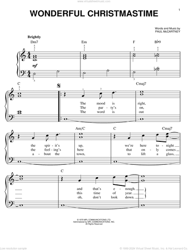 Wonderful Christmastime, (easy)