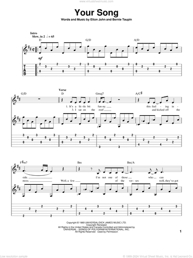 Your Song, (intermediate)