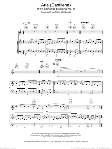 Aria (Cantilena) from Bachianas Brasileiras No. 5
