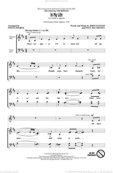 In My Life (arr. Steve Zegree)