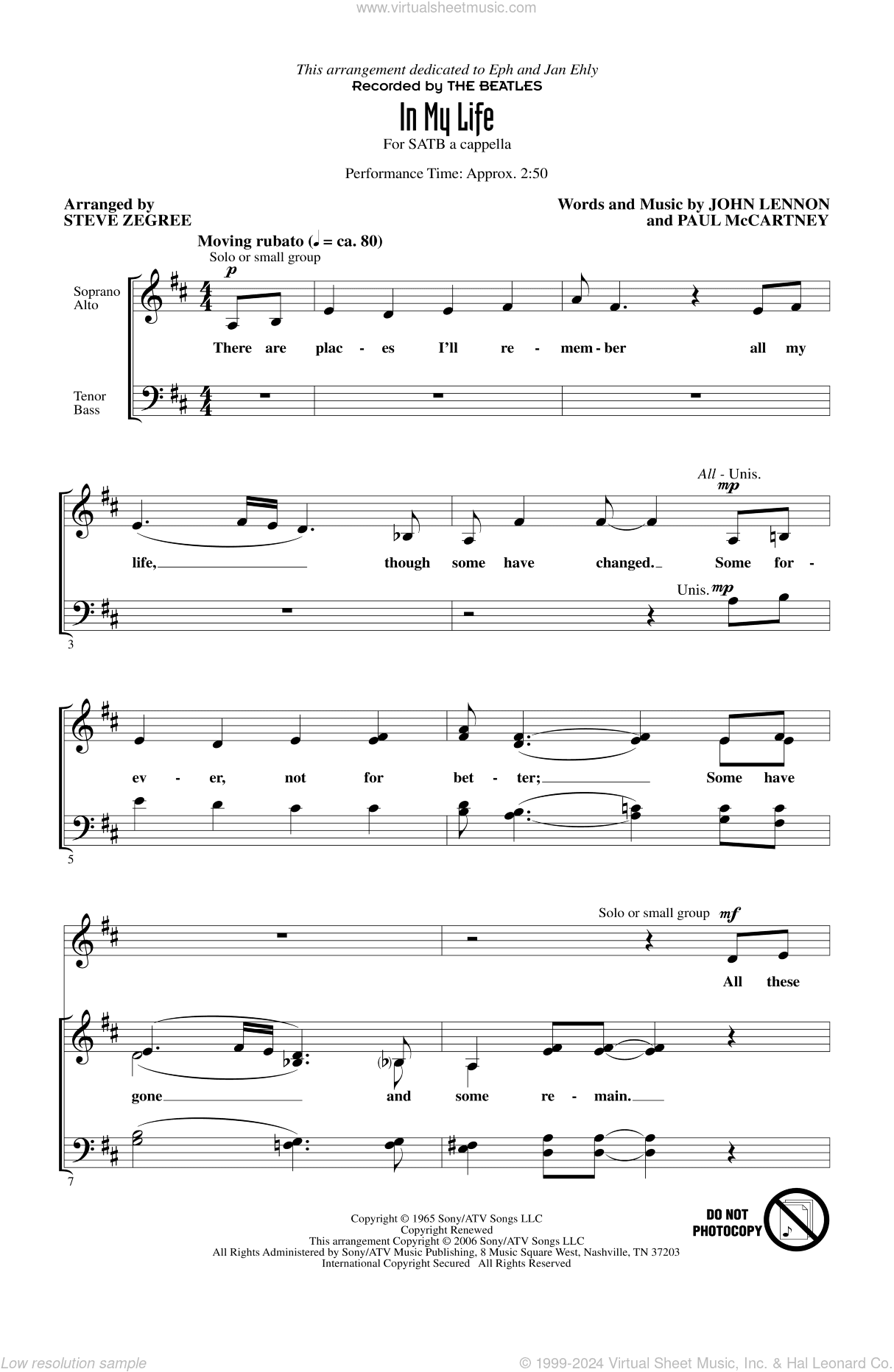 In My Life (arr. Steve Zegree)