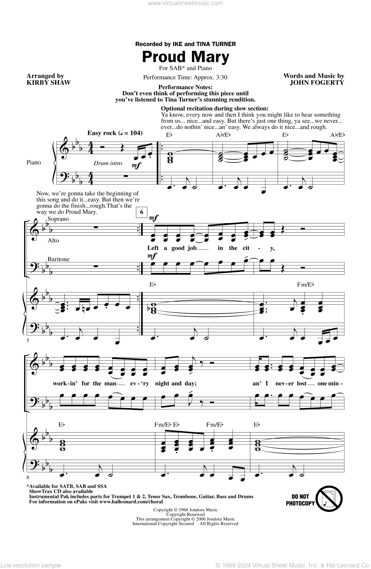 Proud Mary (arr. Kirby Shaw)