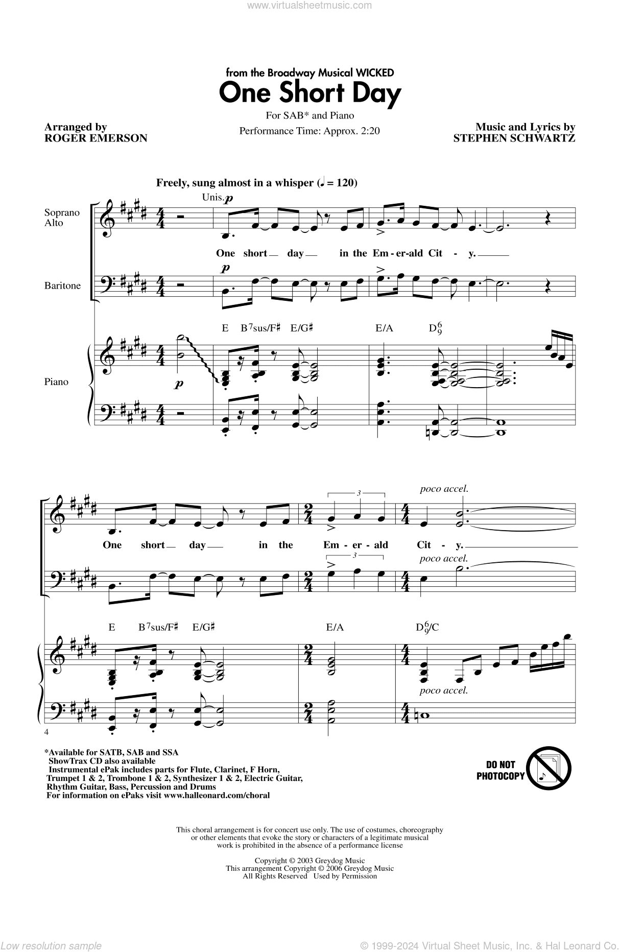 One Short Day (from Wicked)