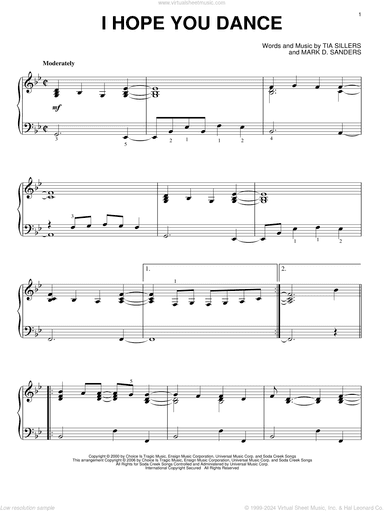 I Hope You Dance, (intermediate)