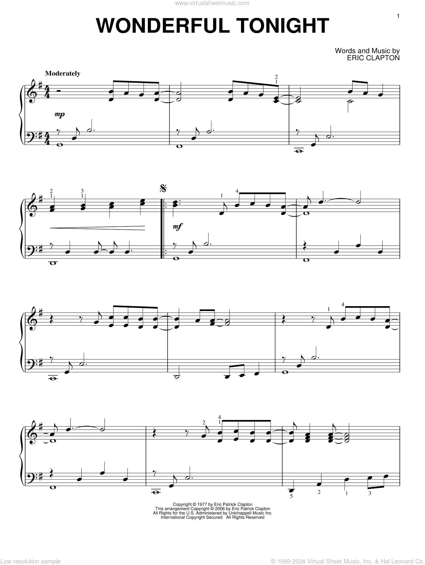 Wonderful Tonight, (intermediate)