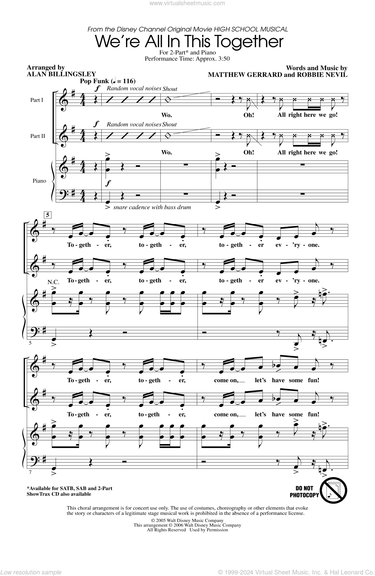 We're All In This Together (from High School Musical) (arr. Alan Billingsley)