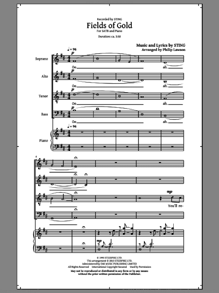 Fields Of Gold (arr. Philip Lawson)