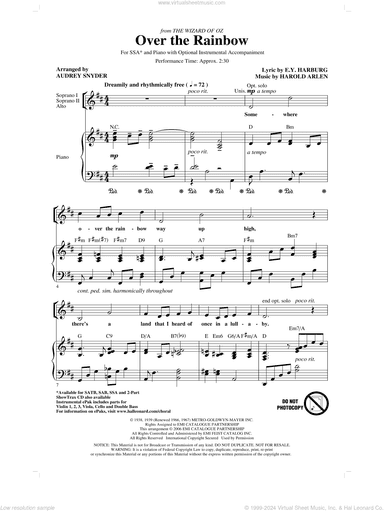 Over The Rainbow (arr. Audrey Snyder)