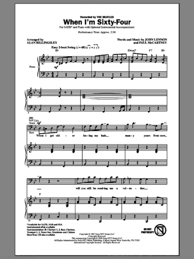 When I'm Sixty-Four (arr. Alan Billingsley)