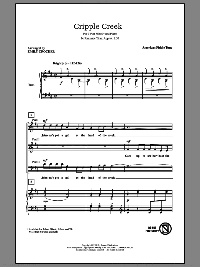Cripple Creek (arr. Emily Crocker)