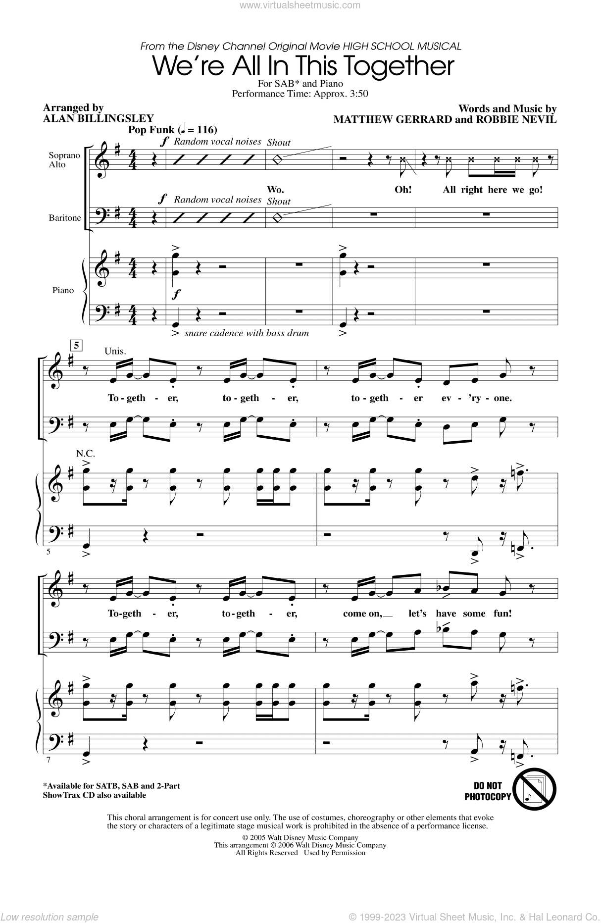We're All In This Together (from High School Musical) (arr. Alan Billingsley)