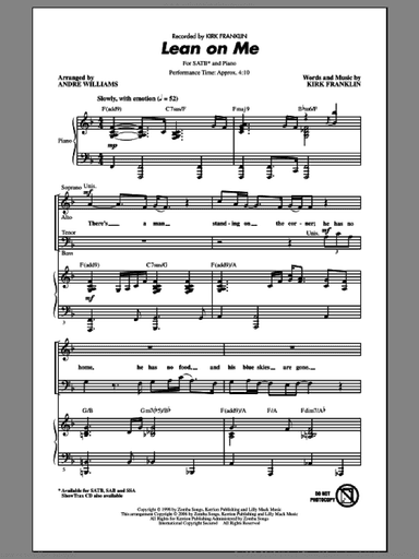 Lean On Me (arr. Andre Williams)