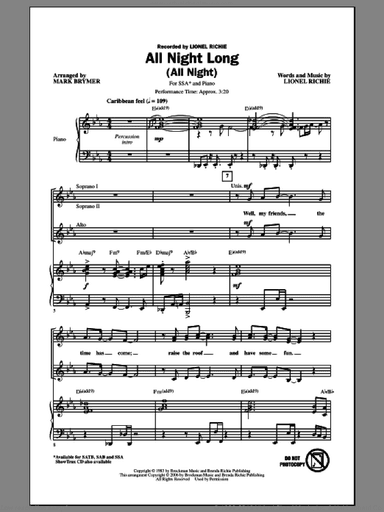 All Night Long (All Night) (arr. Mark Brymer)