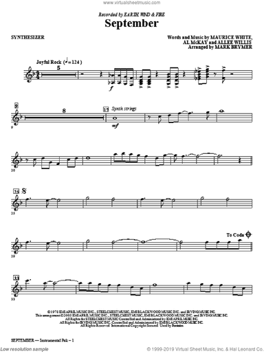 September (arr. Mark Brymer) (complete set of parts)