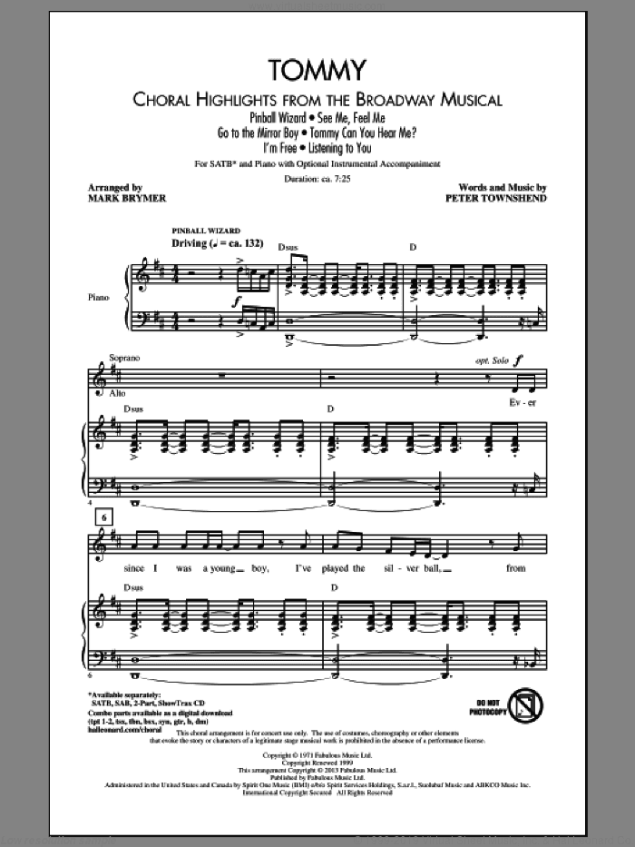 Tommy (Choral Highlights from the Broadway Musical) (arr. Mark Brymer)