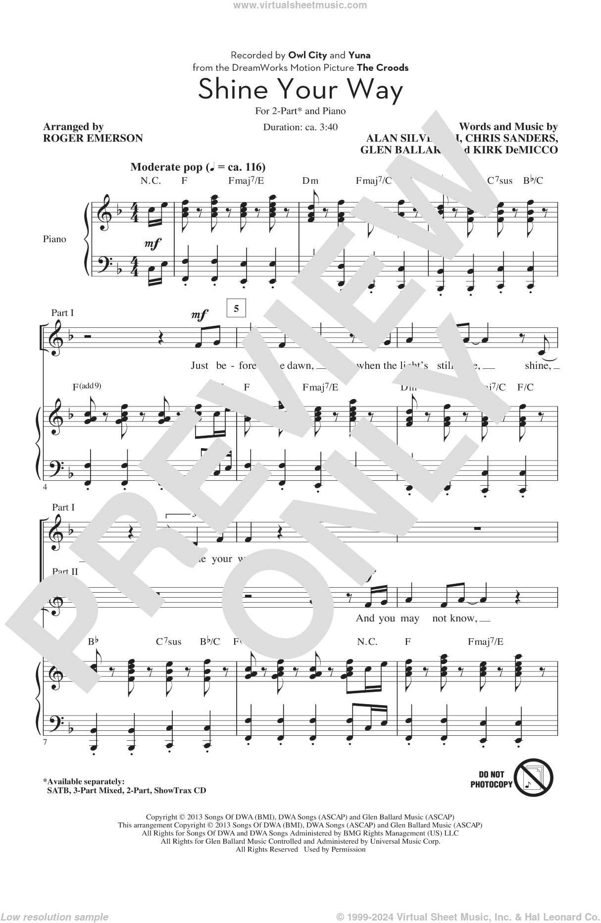 Shine Your Way (from The Croods) (arr. Roger Emerson)
