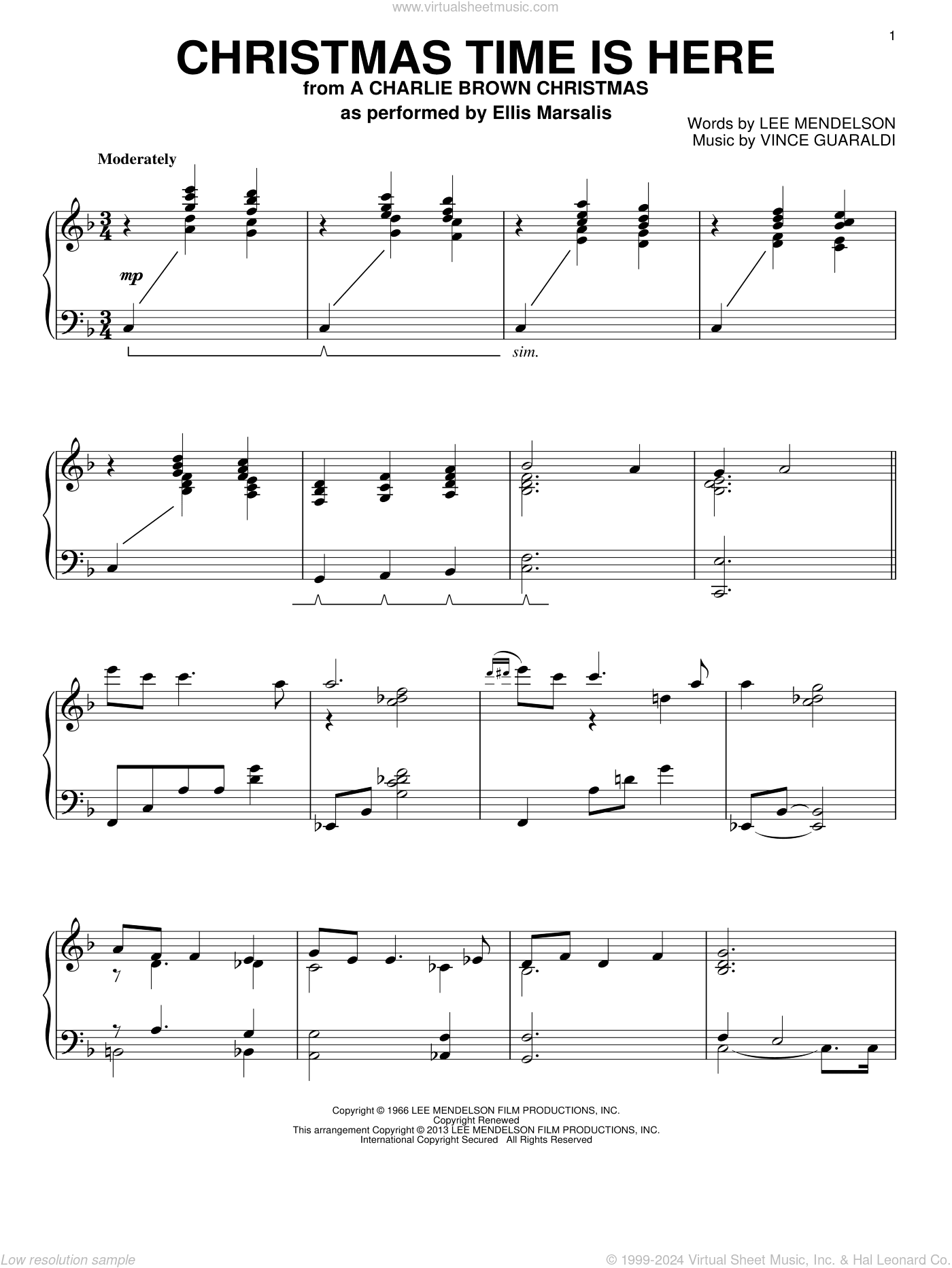 Christmas Time Is Here, (intermediate)